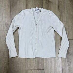 Joan Leslie Womens Size M Ivory Cottagecore Farmhouse Silk Sweater Cardigan